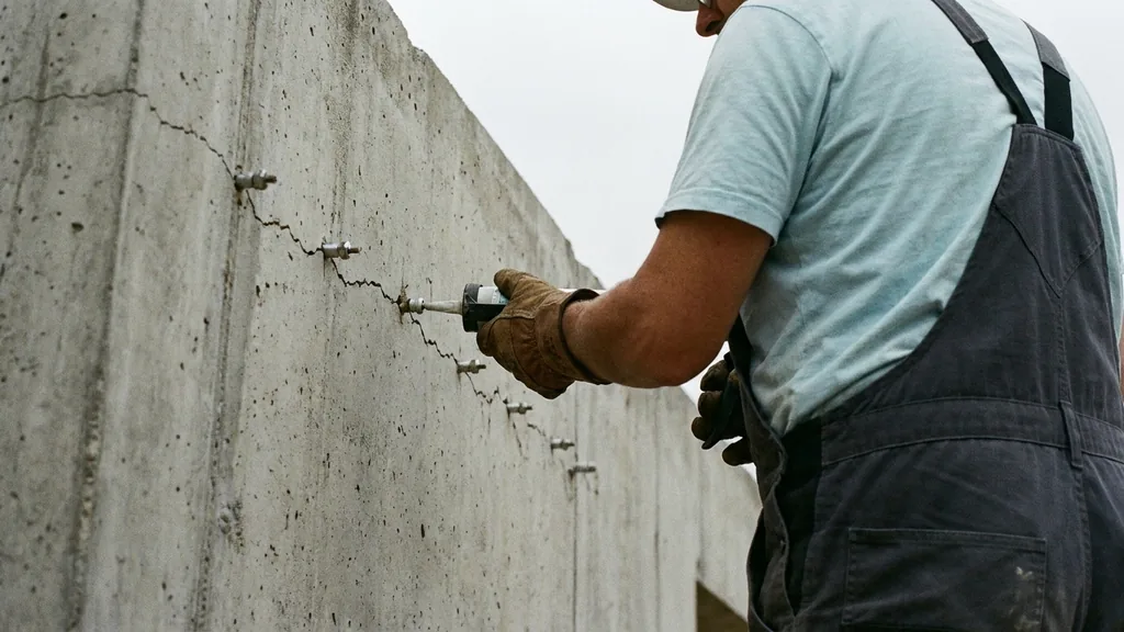 Rissinjektion in einer Betonwand