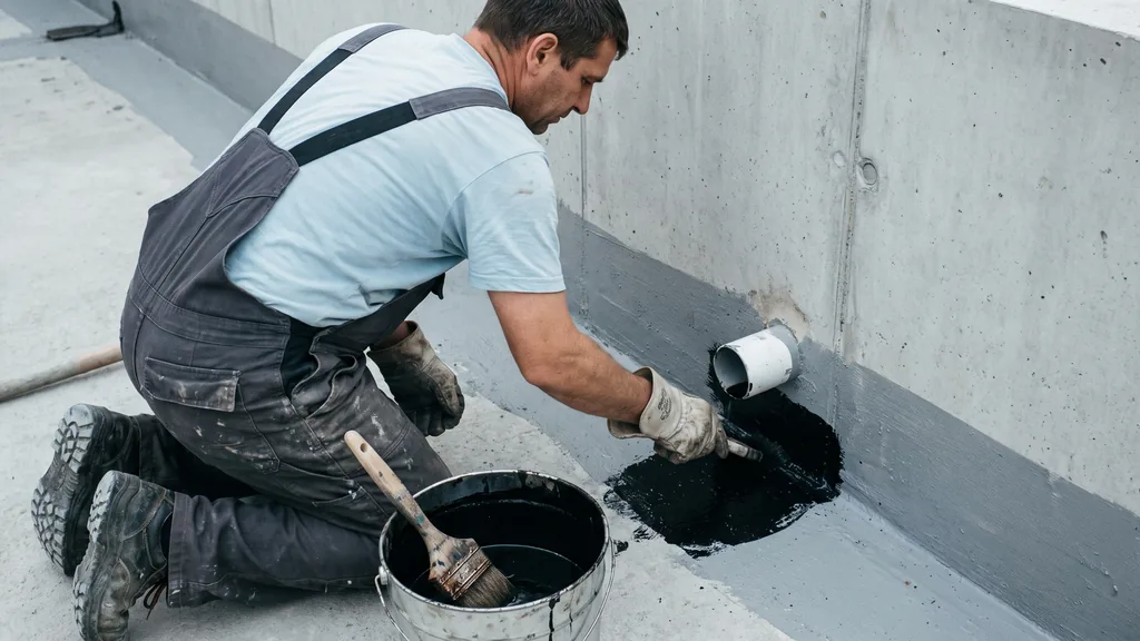 Bauwerksabdichtung am Wand-Sockel-Anschluss mit Flüssigabdichtung, Postbahnhof Berlin