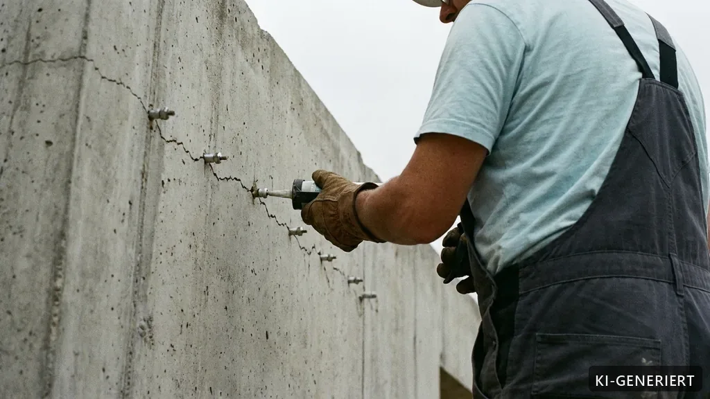 Rissinjektion in einer Betonwand (KI-generiertes Bild)