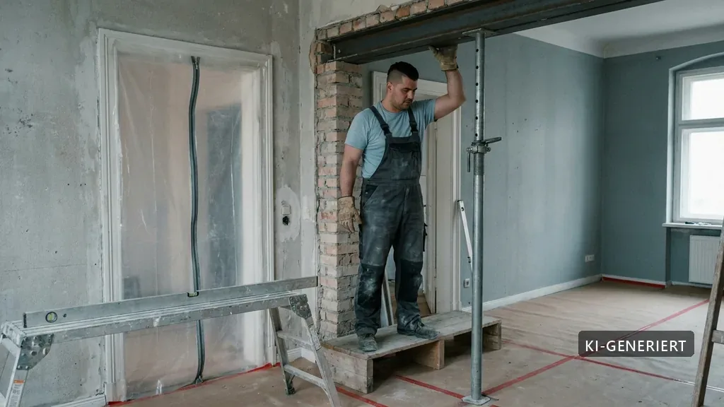 Arbeiten im bewohnten Bestand mit Staubschutz (KI-generiertes Bild)